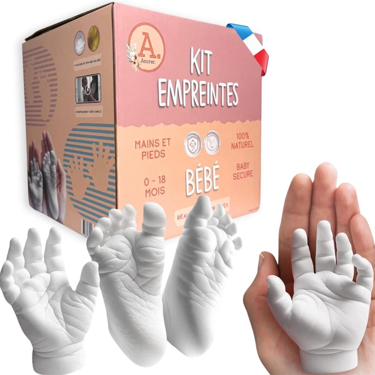 Vormset voor baby's - Handafdrukken en Voetafdrukken Set - Herbruikbare Containers - Perfect Kraamcadeau — afbeelding 1