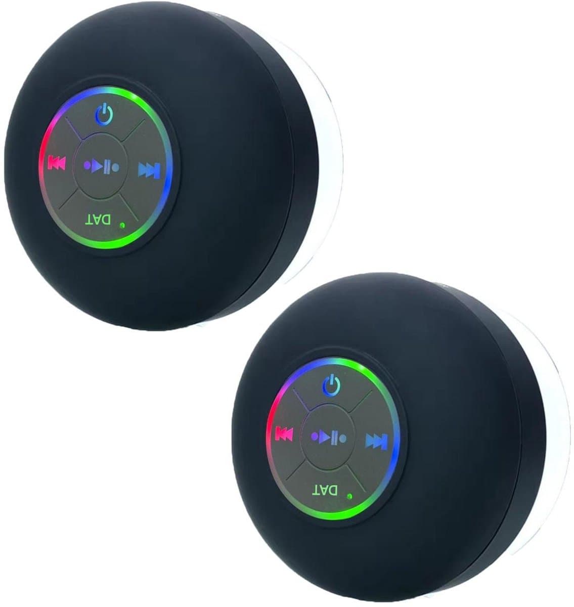 GELLDG 2 stuks badkamerluidsprekers - douche - Zuignap type - Mini - Draagbare draadloze luidsprekers - Compact volume - Bass stereo - Met LED-verlichting - Geschikt voor badkamer, feestjes, reizen, thuis — afbeelding 1