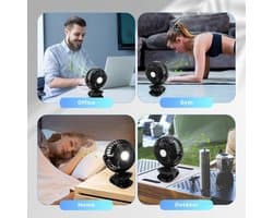 Compacte 3-in-1 USB-ventilator met 5 snelheden en LED-display voor thuis en onderweg