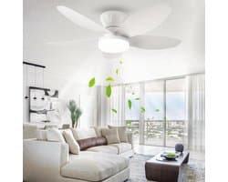 Stijlvolle Plafondventilator met Dimbare LED Licht en Afstandsbediening - 5 Bladen - Zomer/Winter Stand