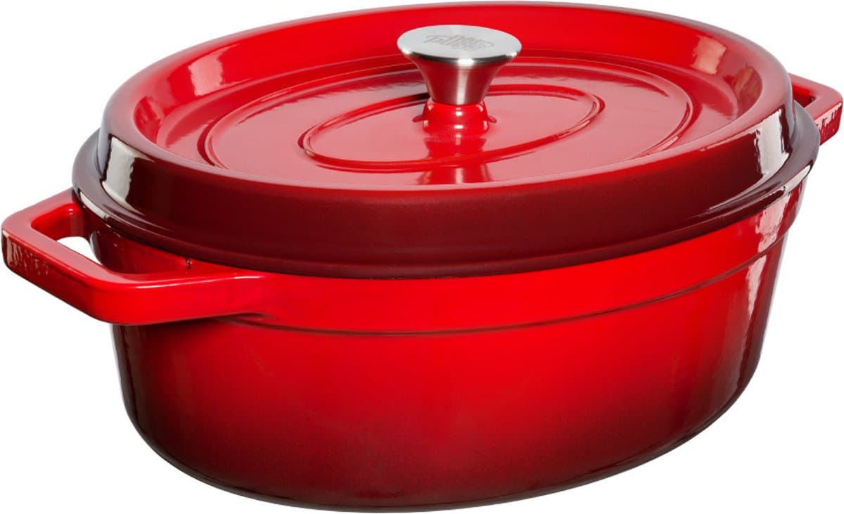 Grand Feu - Geëmailleerd gietijzeren braadpan - ovaal - 5,6 l - rood — afbeelding 1