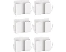 Afstandsbediening Houder - 6 Stuks - Wit - AB Houder- Houder voor Afstandsbediening voor aan de Muur - Remote Controll Holder