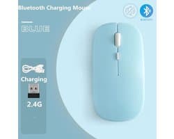Draadloze oplaadbare geluidloze klik ergonomische bluetooth soft-touch muis (blue)