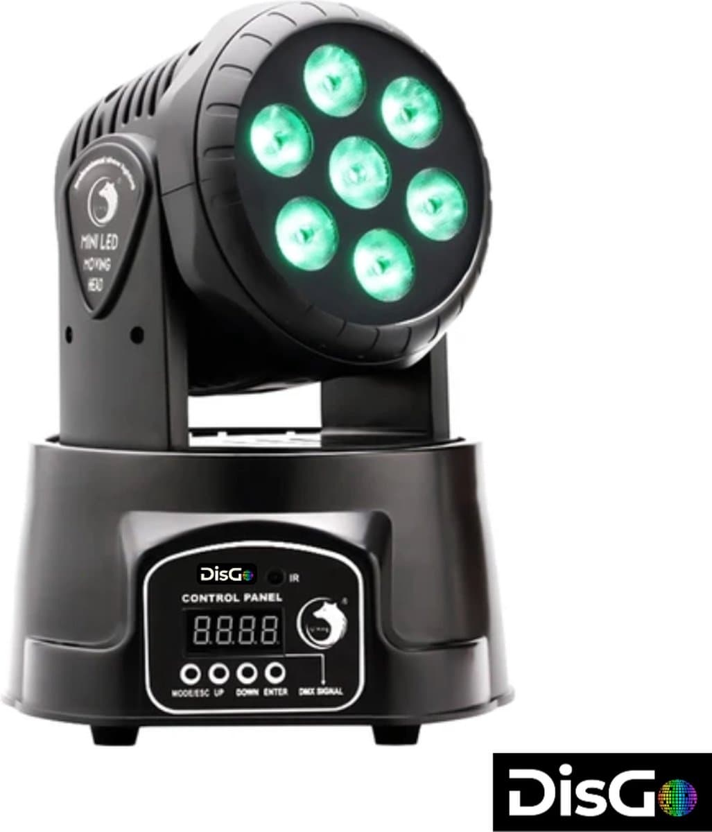 DisGo Moving Head Mini Wash 7x10W RGBW LED 4 in 1 — afbeelding 1