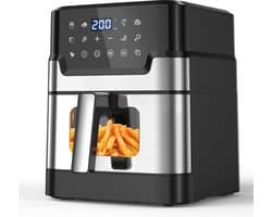 Heteluchtfriteuse XXL 6L met Kijkvenster - Olievrij Airfryer met Digitaal Touchscreen en 10 Programma's