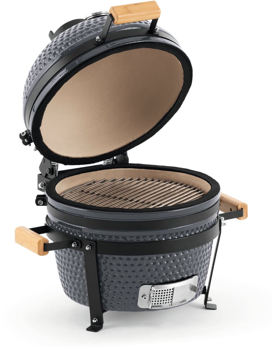 Landmann Kamado BBQ 16 inch Grijs - Keramische Grill - MLS Pizzasteen - Houtskoolbarbecue Ø35,5 cm - BBQ Egg - Thermometer - 4-6 Personen — afbeelding 1