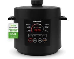 Elektrische Snelkookpan - Multicooker Pan - Snel Maaltijden Bereiden - 9 Voorgeprogrammeerde Modi - 6 Quart Capaciteit - Zwart