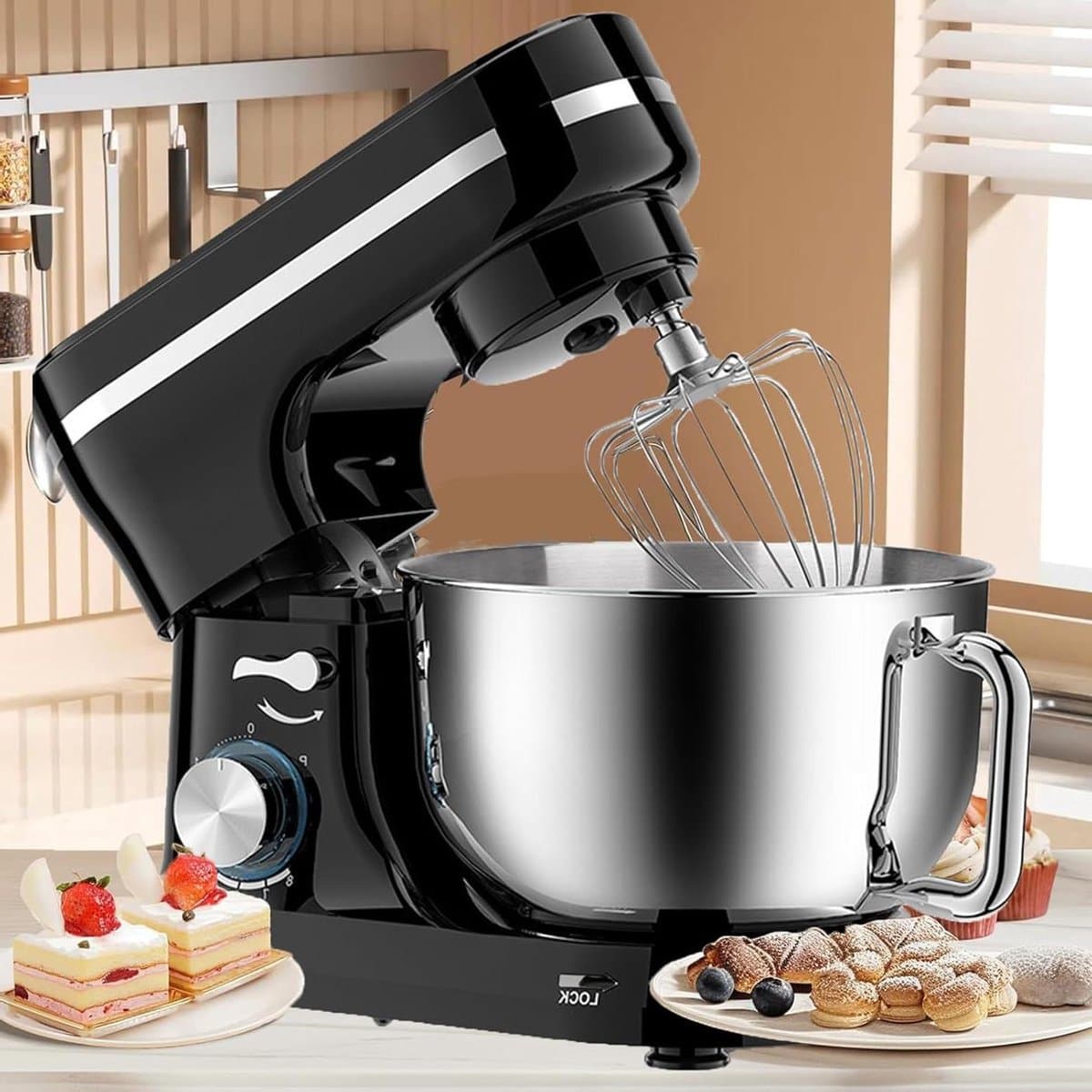 Keukenmachine - Mixer Foodprocessor - Bakken En Koken - Krachtige 1000W Motor - 5 Liter Kom - Zwart — afbeelding 1