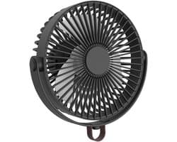 Ventilator met Hangfunctie - Draagbare Ventilator - Kamperen en Slapen - Lange Batterijduur - 3000mAh Batterij - Zwart