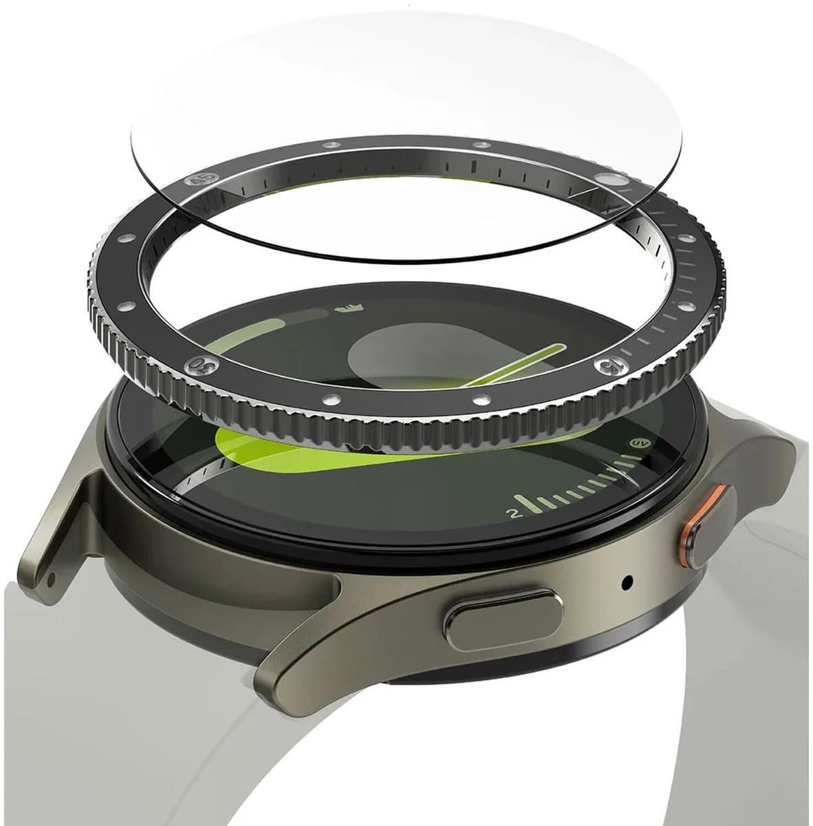 Ringke Bezel Styling + Tempered Glass Geschikt voor Samsung Galaxy Watch 7 40MM - RVS Watch Cover + Screen Protector - 40-99 Zwart — afbeelding 1