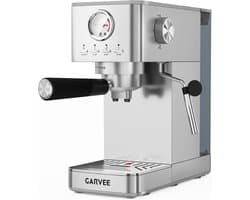 Compacte Pistonmachine met Melkopschuimer en Drukmeter - Espressomachine RVS - 1300W - Voor Espresso & Cappuccino