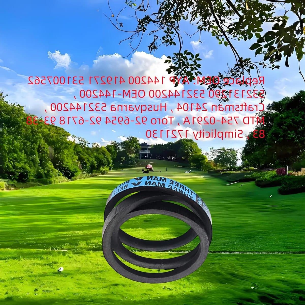 Grasmaaier Riem - V-snaar Maaidek - Maaien Gazon - Dubbele Versterking - 1/2" x 88" - Zwart — afbeelding 1