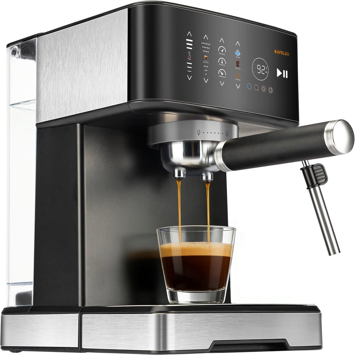 Vankel Halfautomatische Espressomachine -20 Bar professionele hoge druk extractie -1400W pistonmachine -1,7L waterreservoir-6 kopgrootte-en temperatuurstanden-touchscreen kleurendisplay - RVS stoompijpje -compatibel met Nespresso & Dolce Gusto-zwart — afbeelding 1