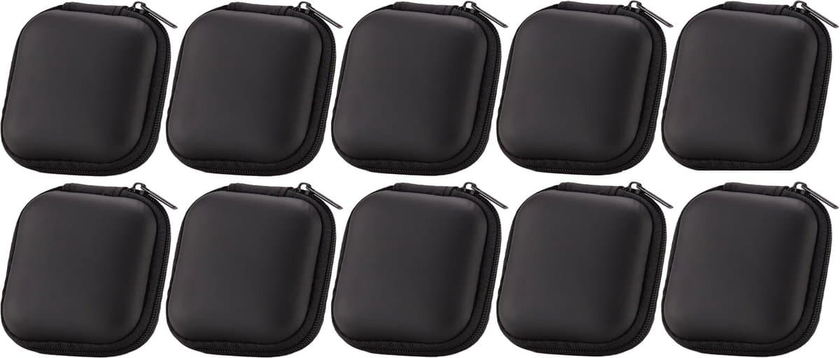 10x Oortjes Opberg Hoesje – Hardcase Etui voor Oordopjes en Laadkabels – Organizer voor Oortjes, USB-Sticks, Sleutels en Kleine Accessoires – Compact Opbergdoosje – Zwart — afbeelding 1
