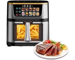 Heteluchtfriteuse Oven - Digitale Airfryer - Gezond Koken - 8-in-1 Multifunctioneel - 10 Liter - Zilver
