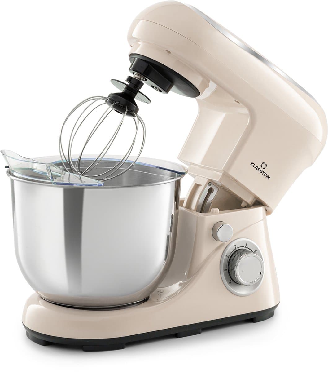 Klarstein Keukenmachine Knetmaschine zum Backen, 1300W Teigmaschine klein, 6 standen, Schneebesen & Knethaken, 5L kom, planetair , roermachine met Mixer, keukenmachines voor Brotteig - Keukenmachine - voor Keuken - Garde - RVS — afbeelding 1