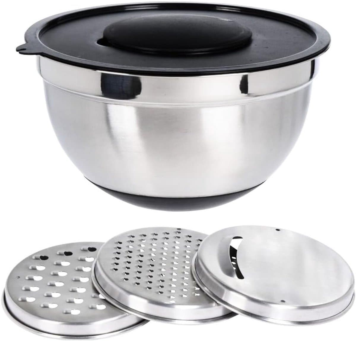 Mengkom met deksel - RVS Keukenkom - Bereiden van voedsel - Inclusief rasp set - Ø 27 cm - Zilver — afbeelding 1