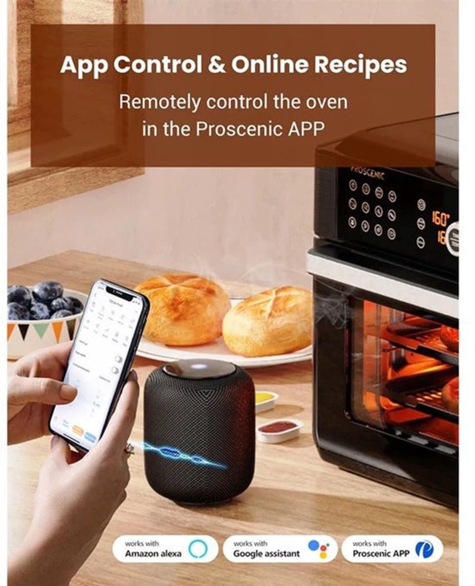 Airfryer oven - Hetelucht Friteuse - Air Fryer - 15L - Grote Inhoud - 12-in-1 - 1700W - App Bediening - 360° Luchtcirculatie - Touch Screen - Turbo Functie — afbeelding 1
