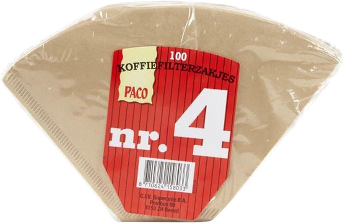 Koffiefilter Paco bruin nummer 4 - multipak 24x 100 stuks — afbeelding 1