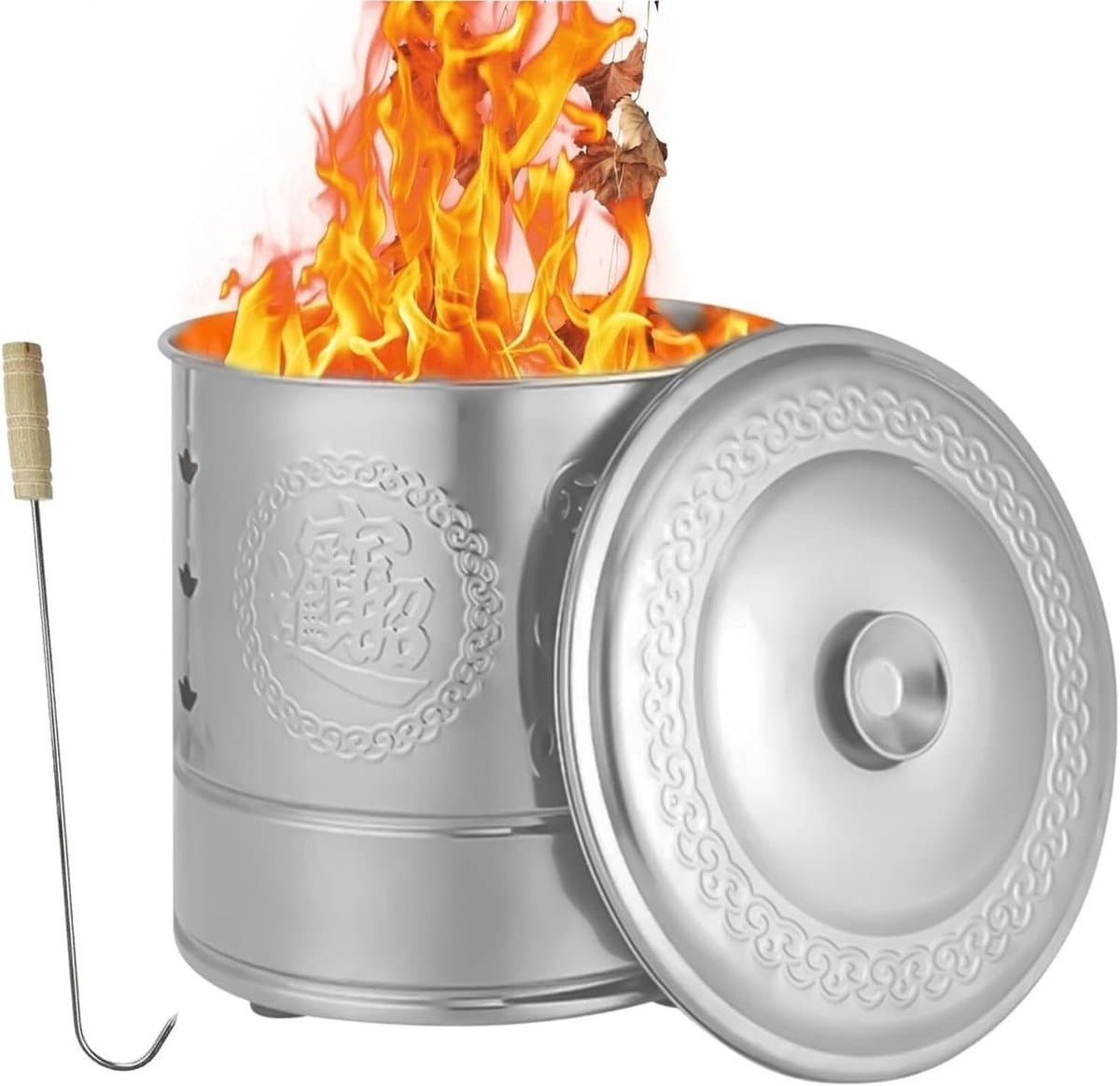 Roestvrijstalen Verbrandingsoven - Papierverbrander Buiten - Afval Verwerken - Draagbaar met Handvat - 28 x 28 x 28 cm - Zilver — afbeelding 1