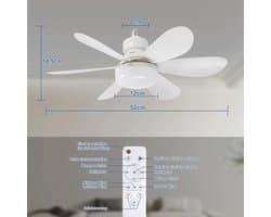 Plafondventilator met Verlichting en Afstandsbediening - 52 cm, 40 W, Stil en Dimbaar met Timer