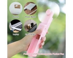 Draagbare Mini Handventilator - Oplaadbare, Inklapbare USB Ventilator - Stil en Compact - Perfect voor Bureau, Reis en Buiten (Roze)