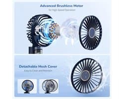 Draagbare Miniventilator met Oplaadbare 5200 mAh Batterij en 6 Snelheidsniveaus - Opvouwbare USB-Ventilator voor Thuis, Kantoor en Buiten