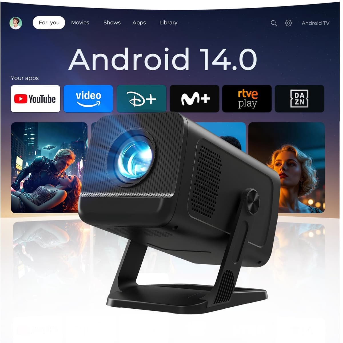 Mini Beamer 1280 x 720 LCD - 4K Ondersteuning - Wi-Fi 6 Bluetooth 5.4 - Compact Draagbaar - Voor Thuisbioscoop Gaming Outdoor — afbeelding 1