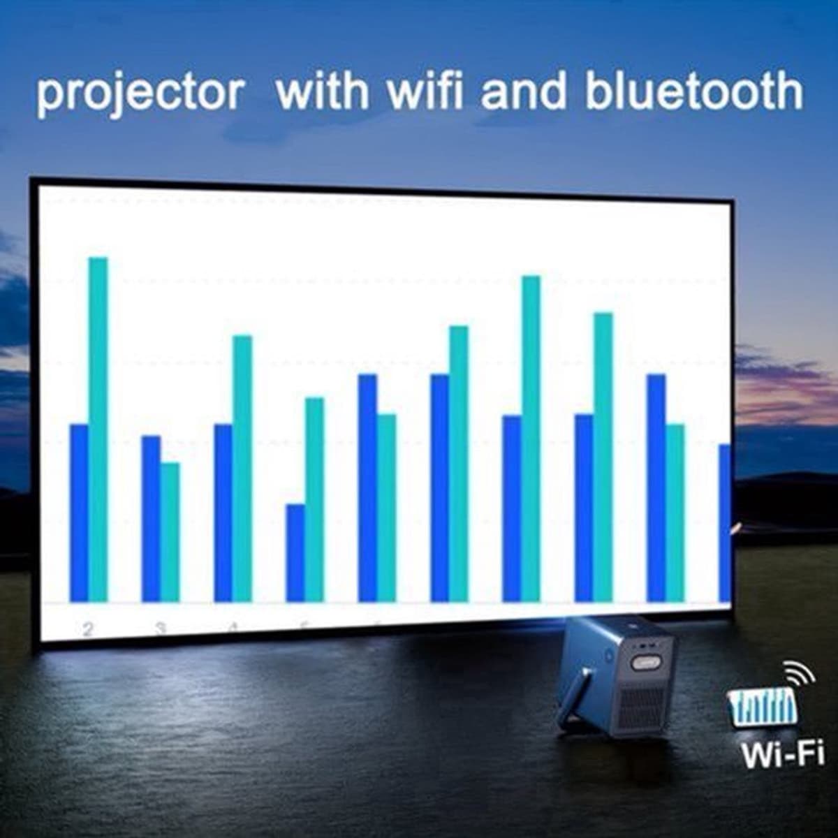 Beamer – Projector – Mini Beamer – Draagbare Beamer – Office Projector – Native Full HD 1080p – 1000 ANSI Lumen – WiFi 5.3 Draadloos — afbeelding 1