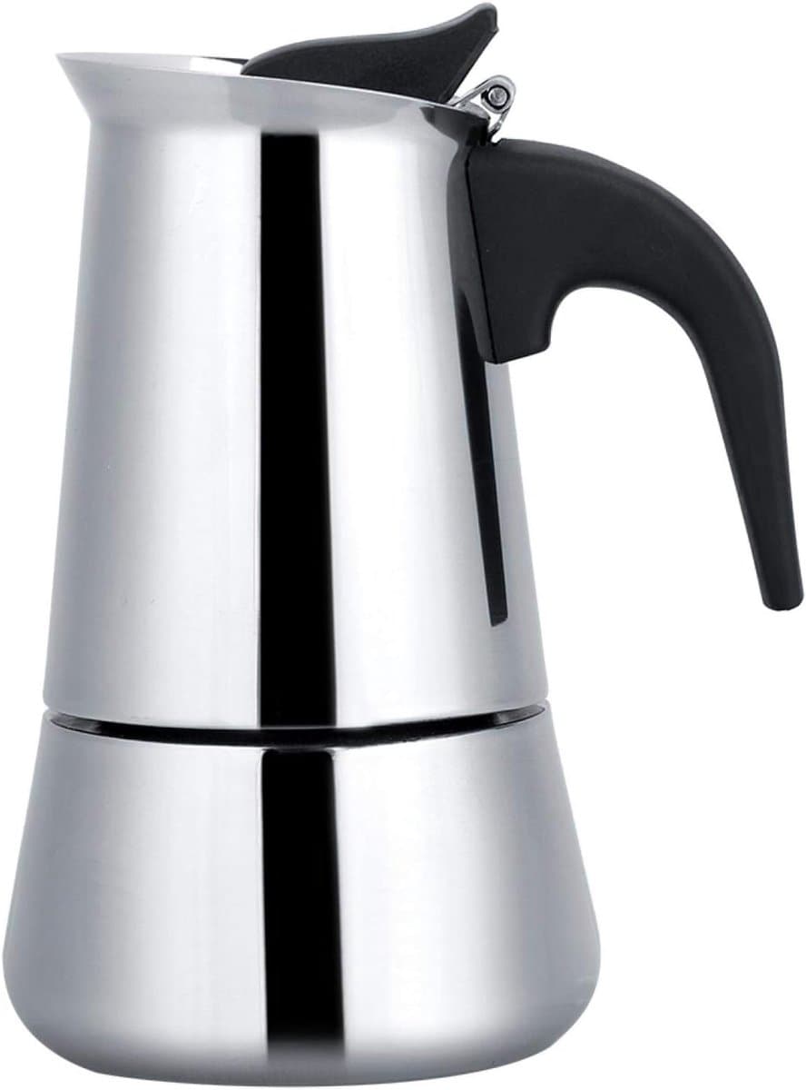 450 ml, roestvrijstalen mokkakan voor espresso-koffie, geschikt voor gas, elektrisch en inductie, campingkoffiekoker, koffiezetapparaat voor thuis en onderweg — afbeelding 1