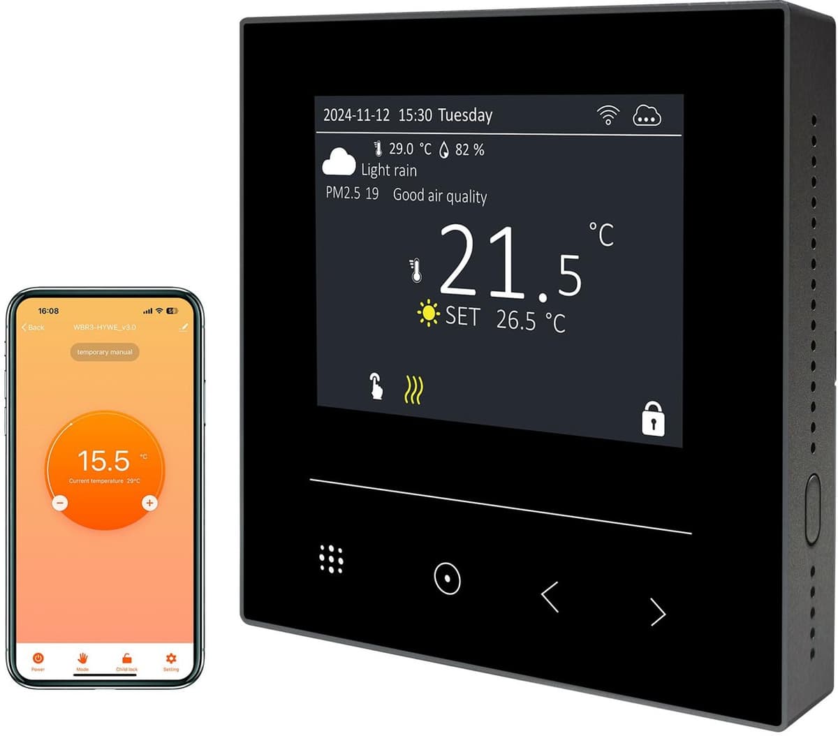 Smart thermostaat voor water, vloerverwarming en boiler, gastverwarming, / wifi, chronothermostaat, digitaal programmeerbaar, kamerthermostaat, compatibel met — afbeelding 1