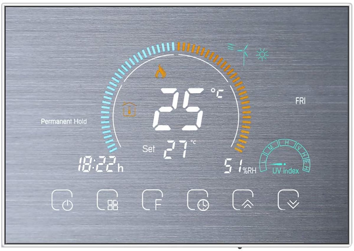 WiFi thermostaat voor gasketel – spraakbediening, lcd-display met achtergrondverlichting, programmeerbare thermostaat, compatibel met — afbeelding 1