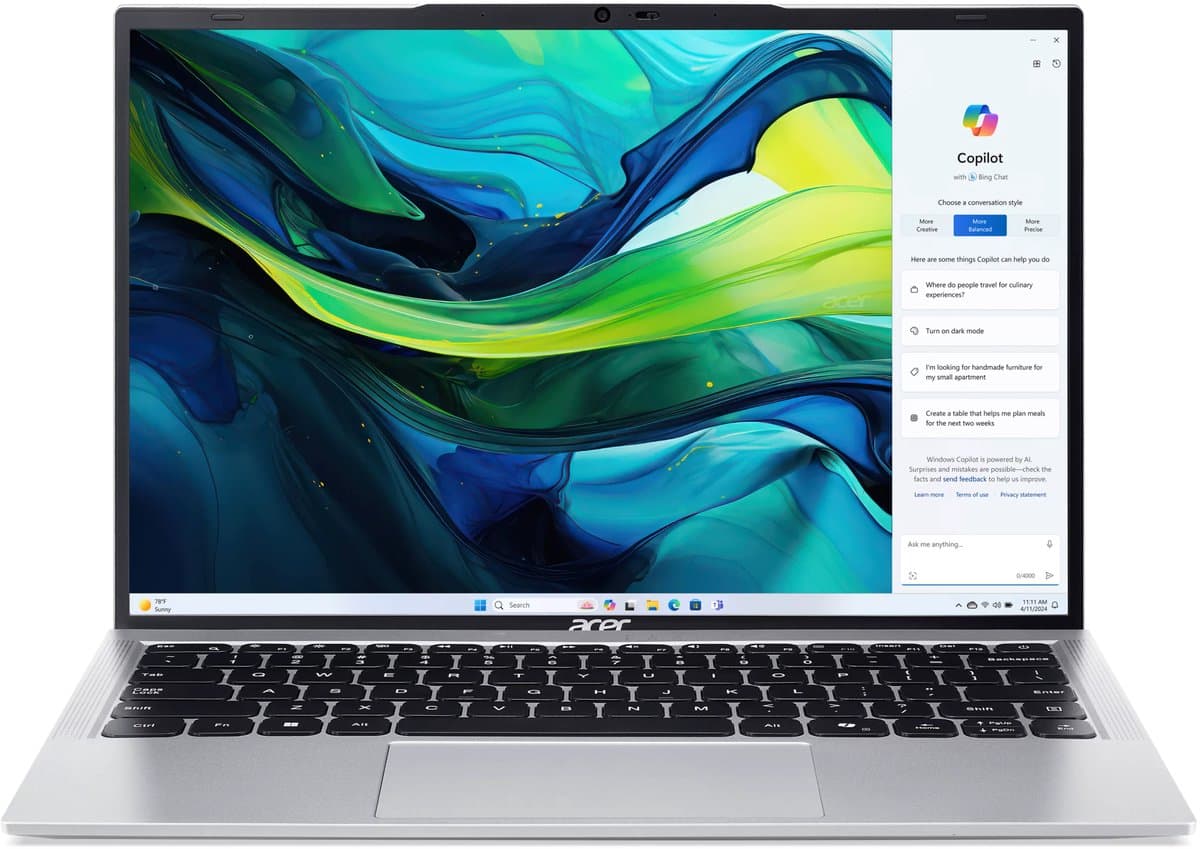 Aspire AL14-45P-R2PL - Laptop - 14 inch - AMD Ryzen 3 - 8GB - 512GB SSD - Zilver — afbeelding 1