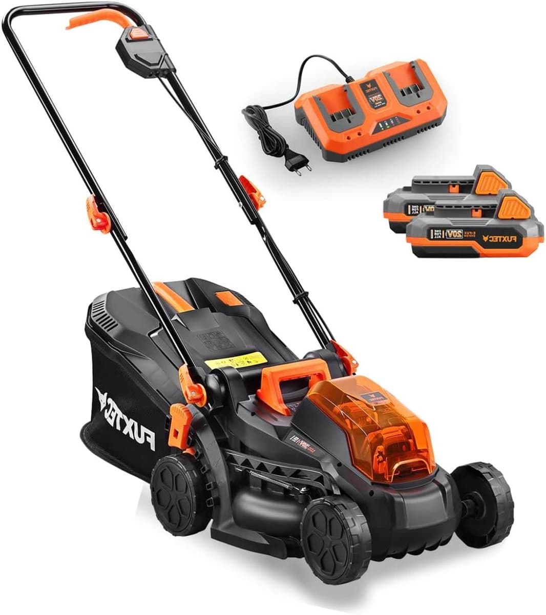 Accu Grasmaaier - Elektrische Grasmaaier - Gazon Onderhoud - Dubbele Accu Systeem - 33cm Maaibreedte - Zwart — afbeelding 1