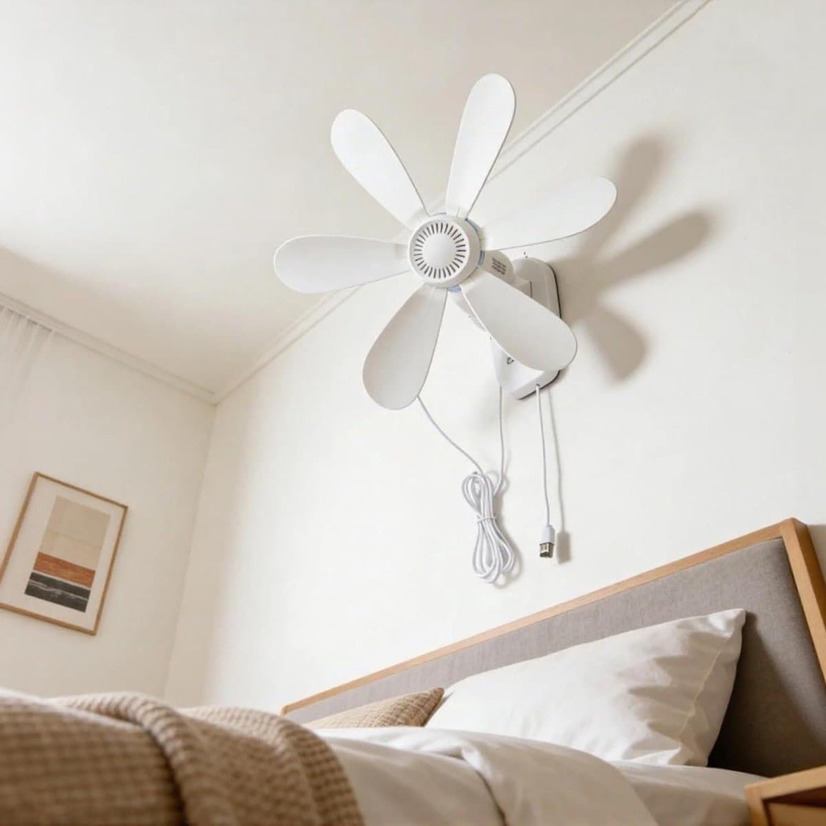 Wandventilator met Afstandsbediening - Muurventilator USB - Ruimte Koelen - Stille Werking Timer - 419 cm - Wit — afbeelding 1