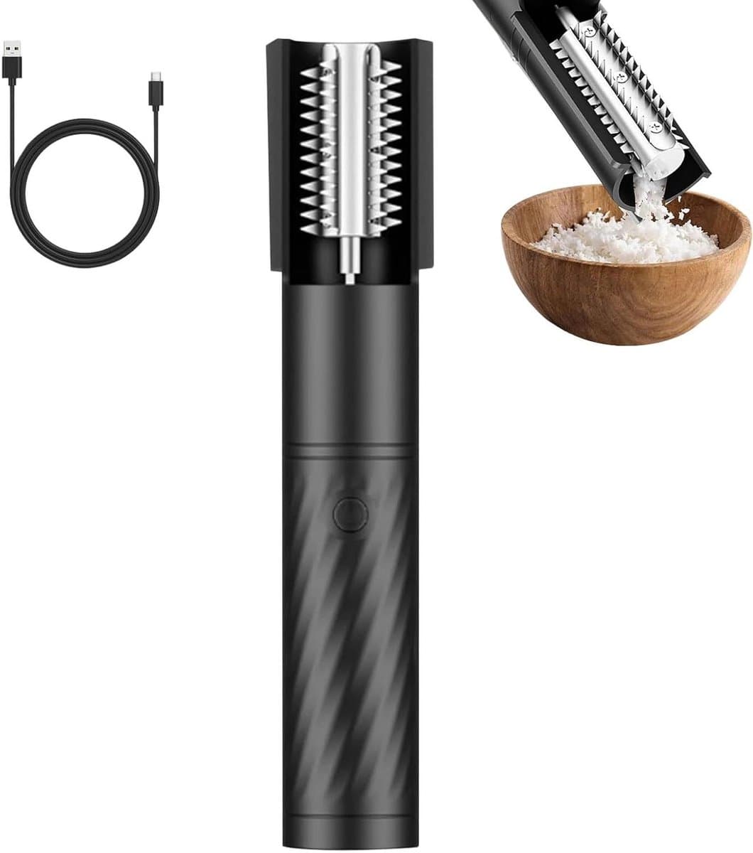 Elektrische Kokosrasp - Draadloze Handrasp - Keuken Bakken Koken - Anti-spat Roterende Kop - 24 cm - Zwart — afbeelding 1
