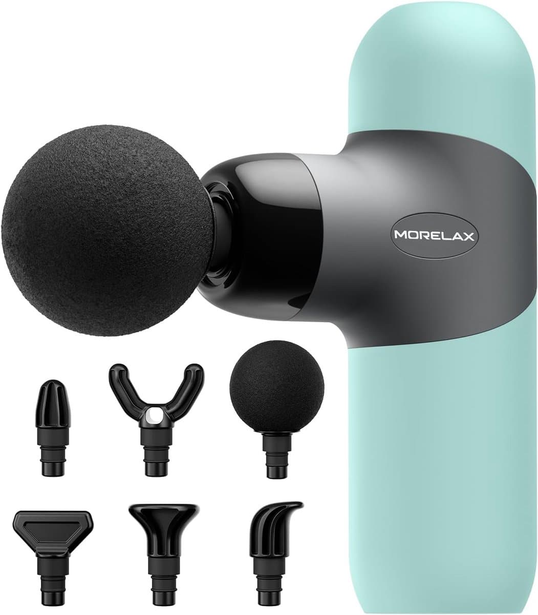 SnelShoppen - Mini Massage Gun, Draagbare Diepe Weefsel Percussie Spier Massager met 6 Massagekoppen, 4 Snelheden, Elektrische Sport Massager in Mint — afbeelding 1