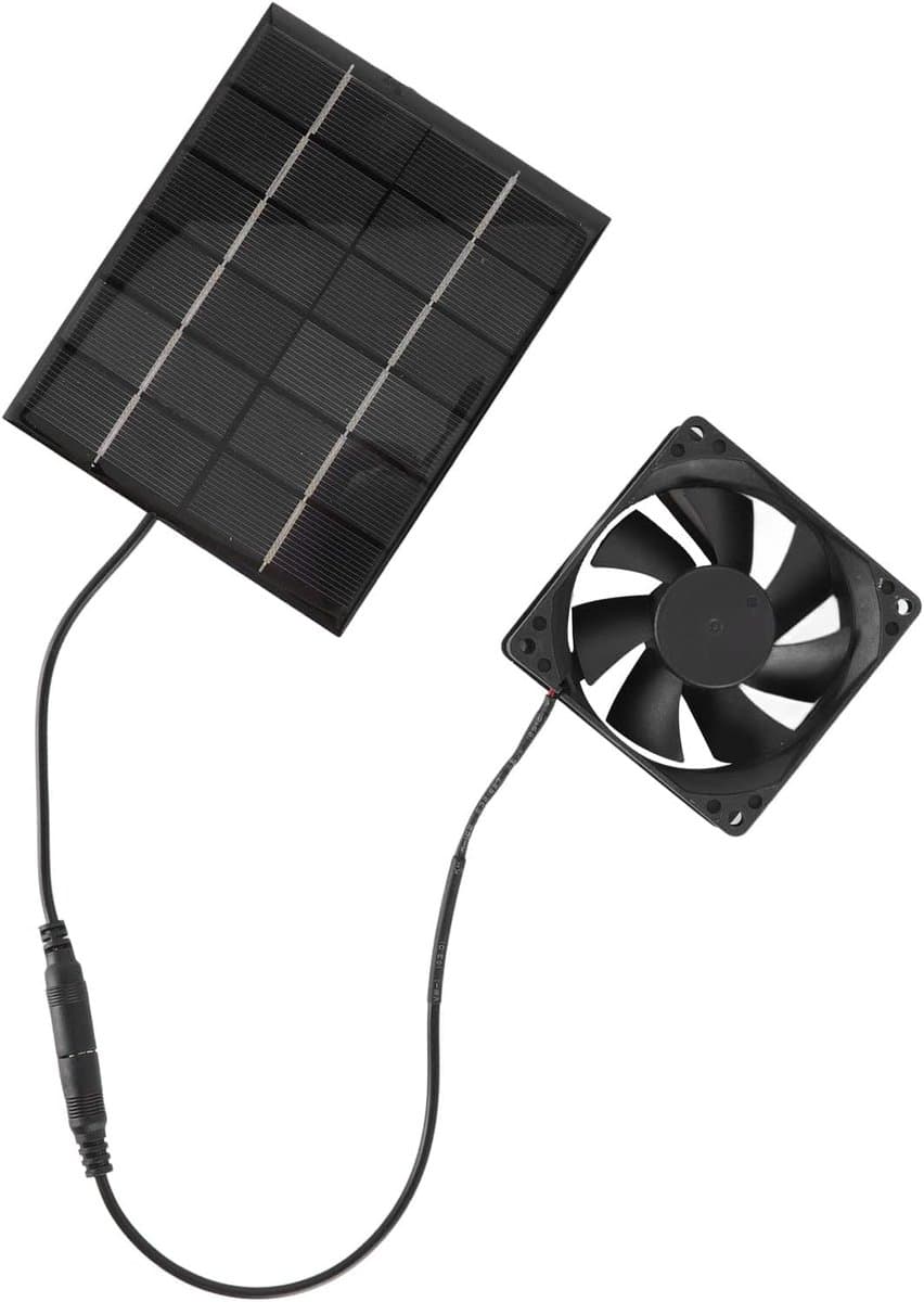 Zonnepaneel Ventilator - Kas Ventilator - Kas Koelen - Dubbele Metalen Bescherming - 13.5 x 11 cm - Zwart — afbeelding 1