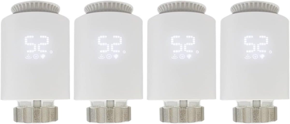 Slimme Thermostaatkraan - Radiator Bediening - Energie Besparen - App en Spraakbediening - 4 Stuks - Wit — afbeelding 1