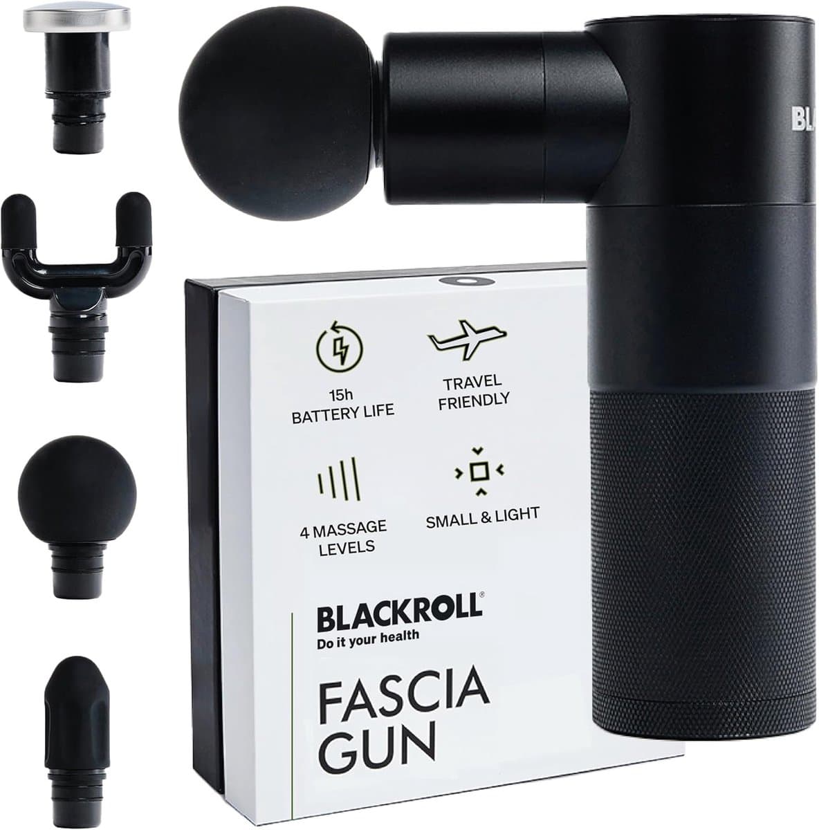 SnelShoppen - Massagepistool voor Spieren en Fascia, BLACKROLL FASCIA GUN met Instelbare Intensiteitsniveaus voor Rug-, Schouder-, Nek- en Beenmassage — afbeelding 1