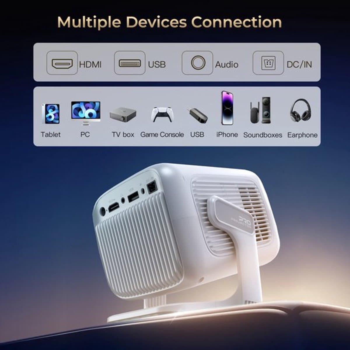 Beamer 350 ANSI Lumen - Full HD 1920x1080 Resolutie - Android 11 Wifi6 Bluetooth 5.4 - Home Theater Projector — afbeelding 1
