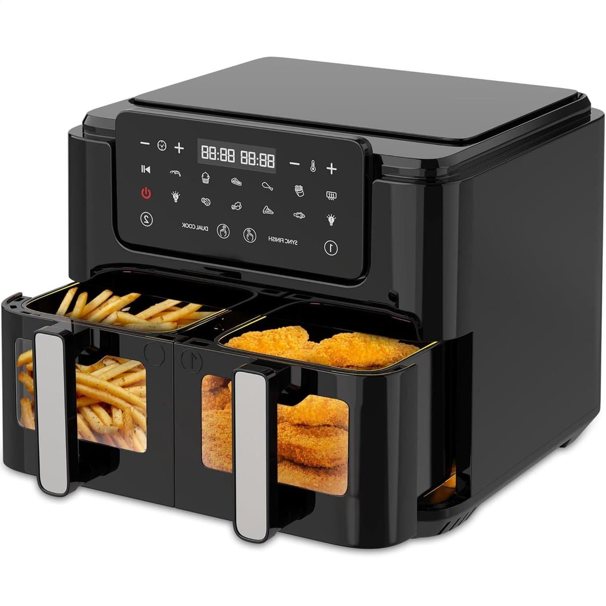 Dubbele Airfryer - Heteluchtfriteuse XXL - Snel Maaltijden Bereiden - Twee Gerechten Tegelijk - 10 Liter - Zwart — afbeelding 1