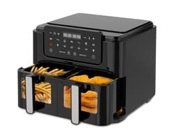Dubbele Airfryer - Heteluchtfriteuse XXL - Snel Maaltijden Bereiden - Twee Gerechten Tegelijk - 10 Liter - Zwart