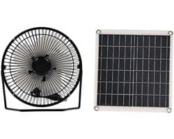 Zonnepaneel Ventilator - Draagbare Koeler - Kamperen Buiten - Zonne- en USB-kracht - 10W Vermogen - Zwart
