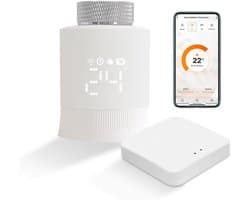 Radiatorthermostaat Slim – Zigbee & WiFi – Inclusief Hub – App & Spraakbediening – Programmeerbaar – M30 x 1,5 mm