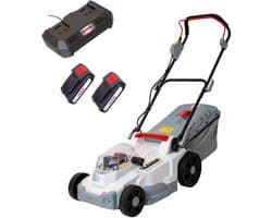 IKRA accu-grasmaaier ICM 2/2037 met mulch-functie, inclusief twee 20 V accu’s en dubbele snel-lader