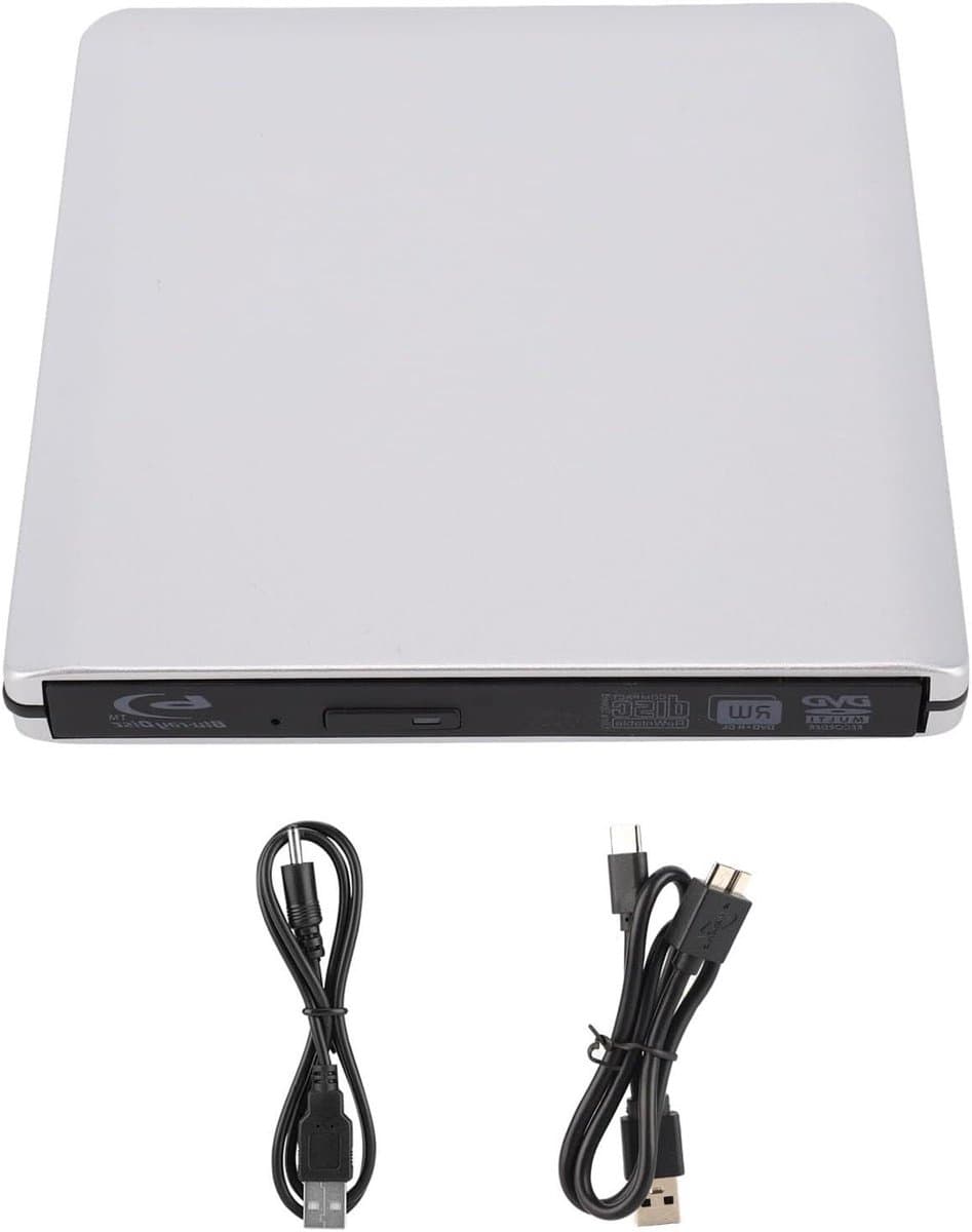 Externe Blu-ray Drive - Optische Drive CD DVD Brander - Films Kijken - Aluminium Behuizing - 14.7 cm - Zilver — afbeelding 1