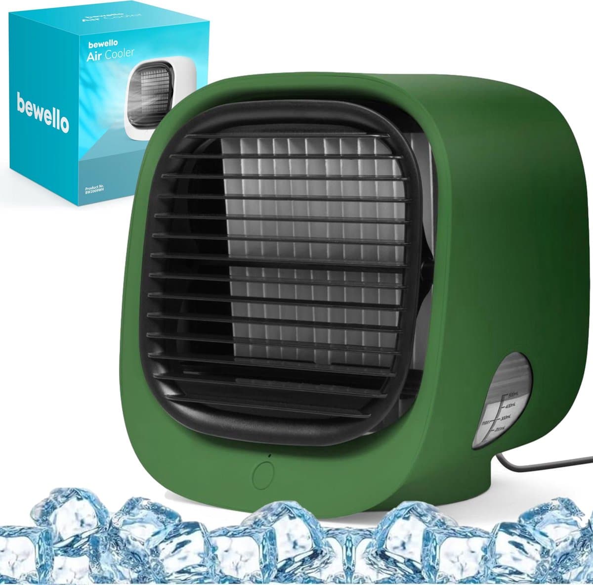 Mini Air Cooler - USB Ventilator Met Waterreservoir - Luchtkoeler Met Verneveling - 3 Standen - LED Verlichting - Draagbare Aircooler Voor Bureau, Slaapkamer, Auto En Kantoor - Groen — afbeelding 1