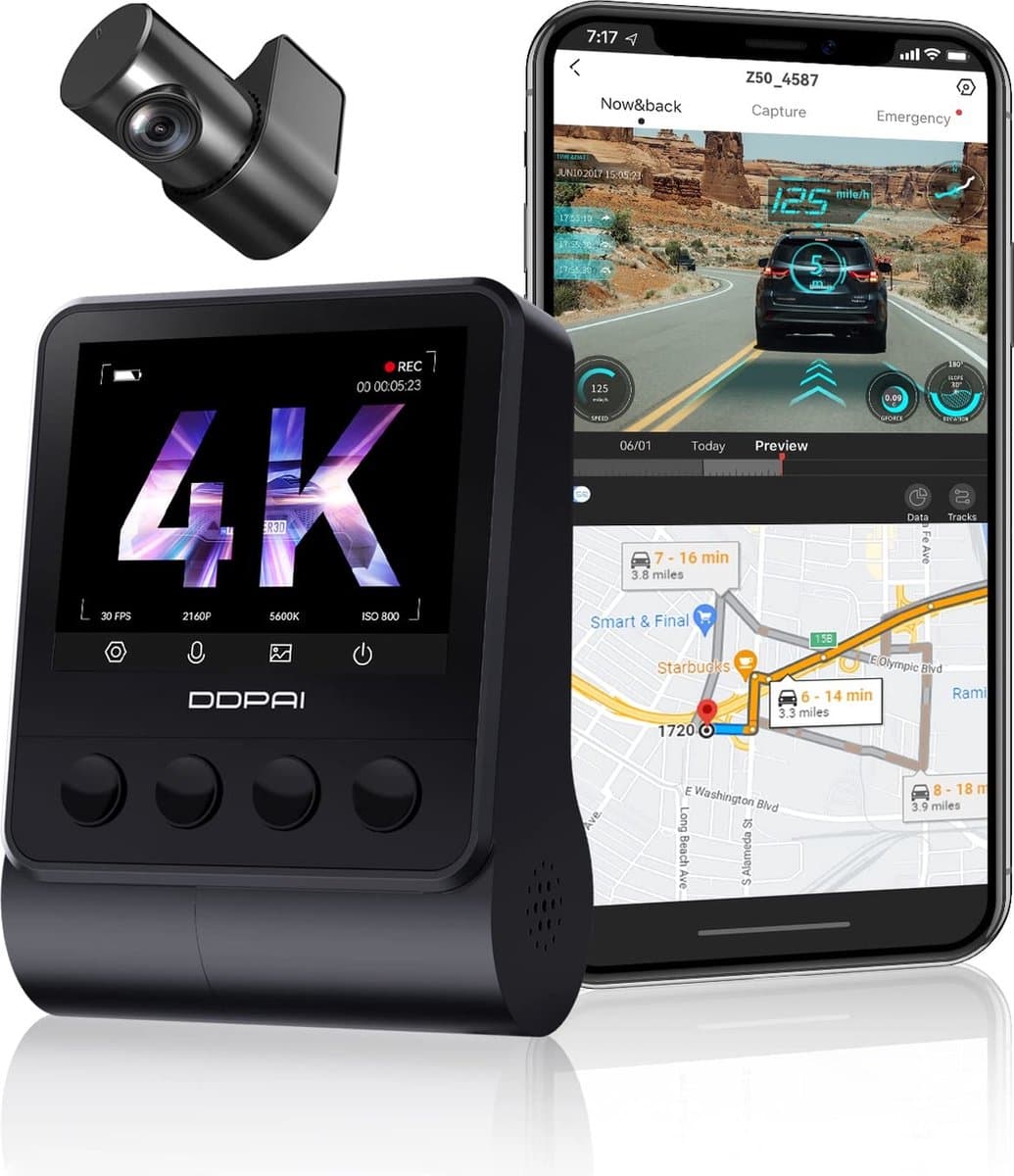DDPai Z50 Dashcam - 2CH Dual Camera - 4K - Wifi - GPS - Dashcam voor Auto — afbeelding 1