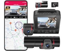 Dashcam 4K + 1080p met GPS en nachtzicht